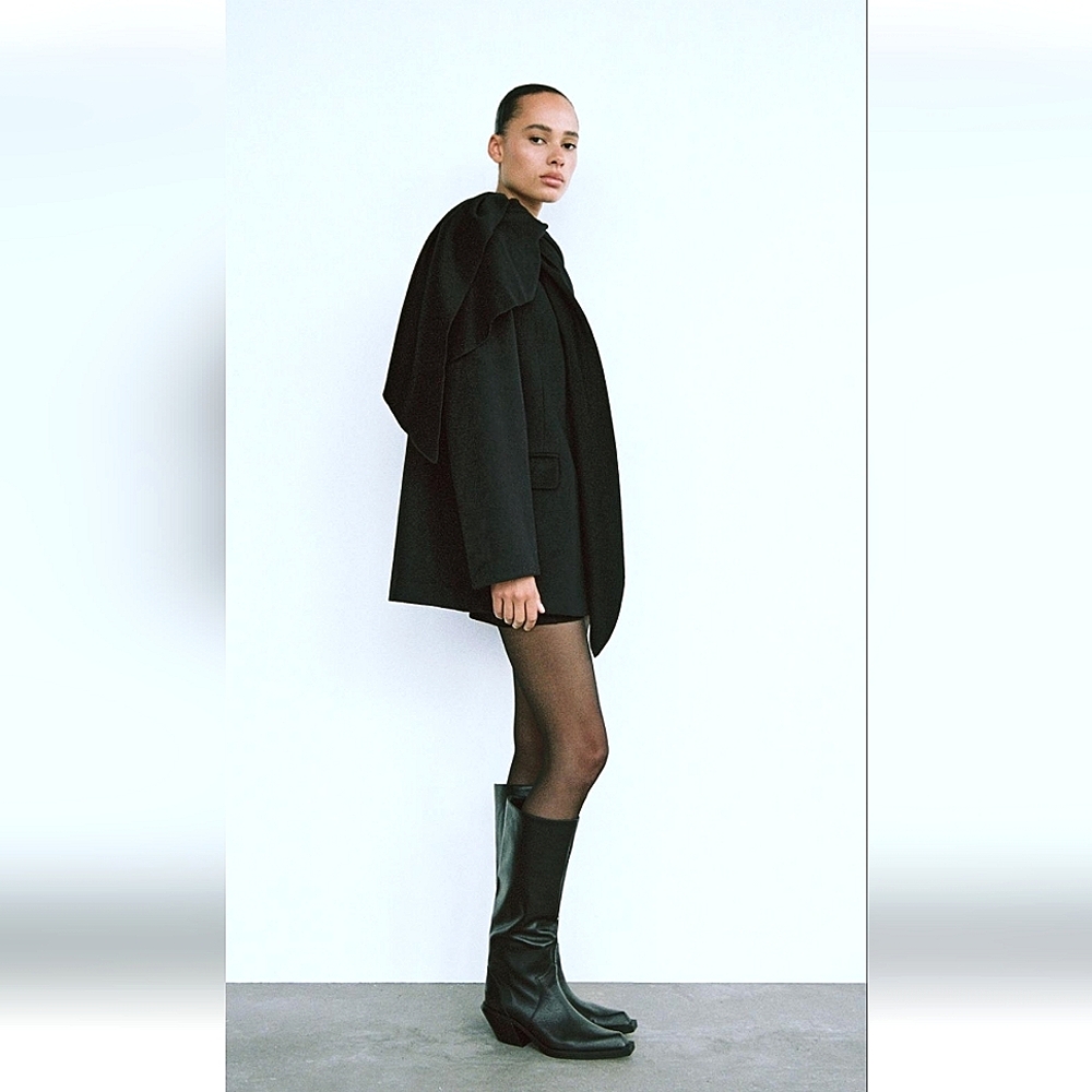 Zara Black Draped Blazer Jacket - Picture 3 of 7